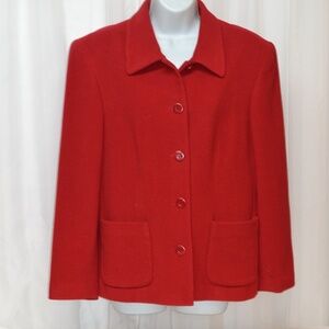 Petite Sophisticate Red Pea Coat Sz 12 last offer soon to donate excellent Cond